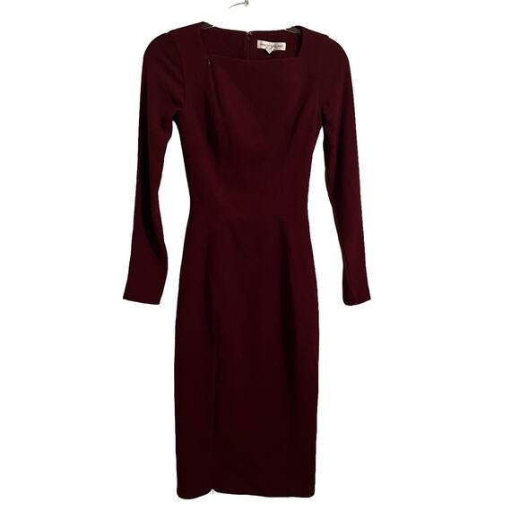 Dress The Population Maroon Sheath Midi Dress Women's Sz XXS New - Picture 1 of 6